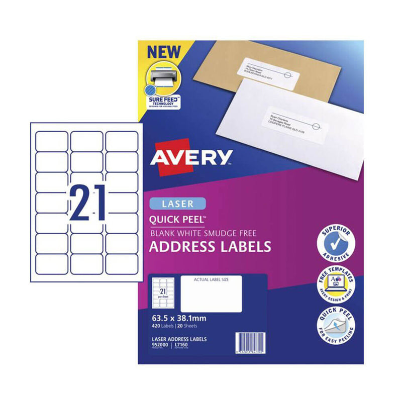 Label Avery Laser Einzelhandelspackung (20 Stück)