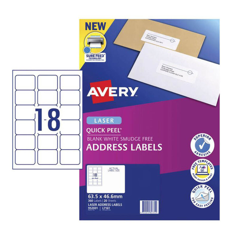 Label Avery Laser Einzelhandelspackung (20 Stück)