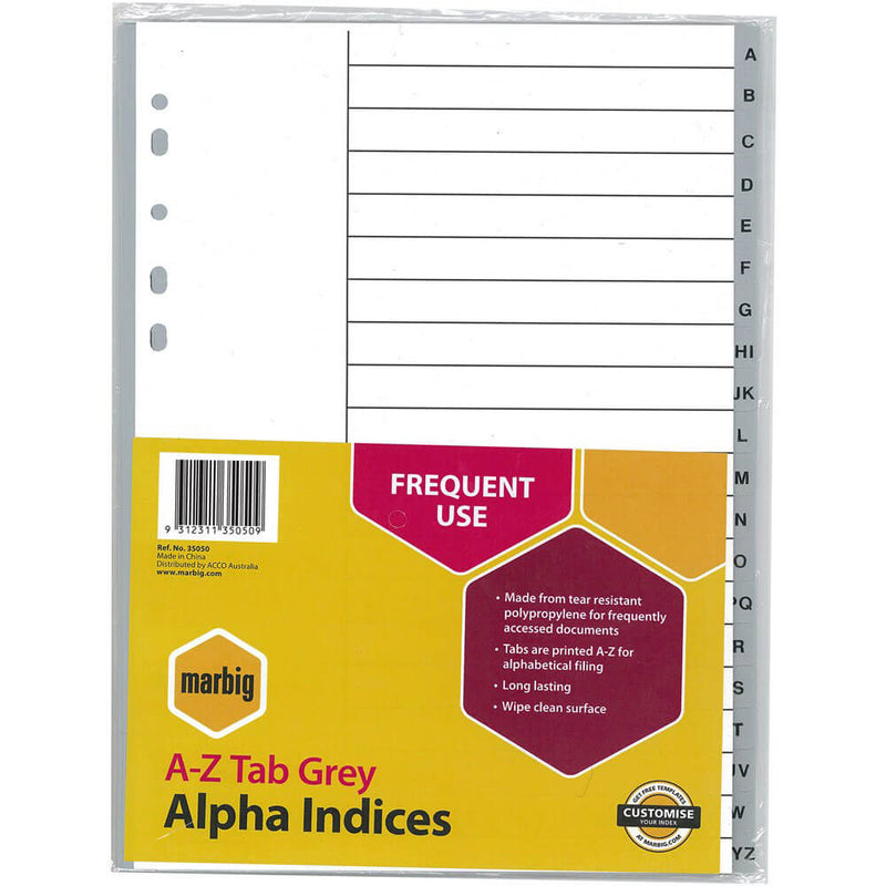 Marbig A-Z Tab Alpha-index & avdelare (A4)