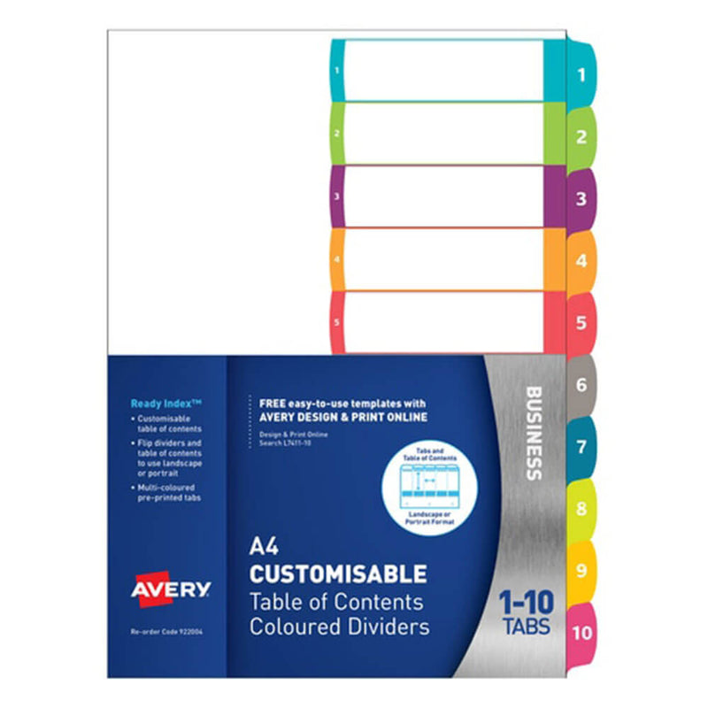Avery Customizable Ready Index Divider (A4)