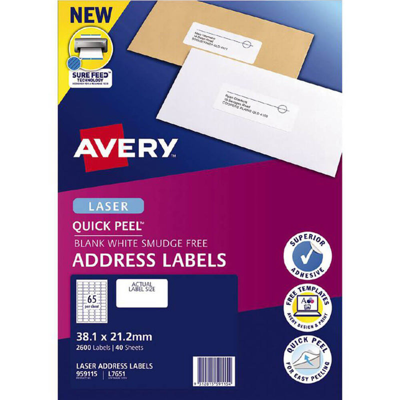 Avery Laser Quick Peel Adressetiketter
