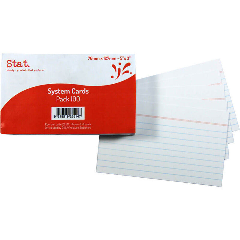 Stat Ruled System Cards 100pk (Weiß)
