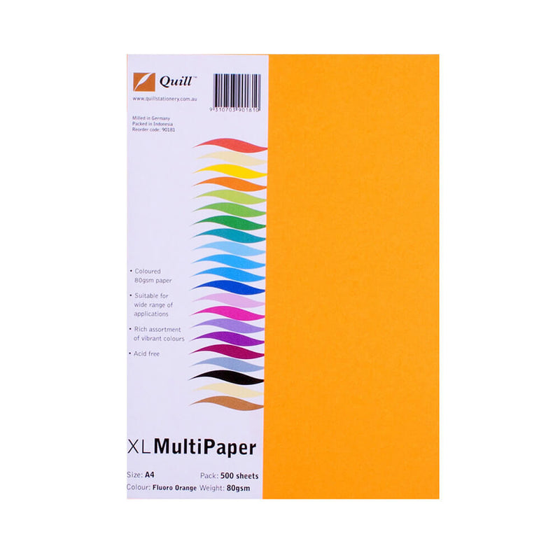 Quill A4 -värinen kopiopaperi 500pk (80 gsm)